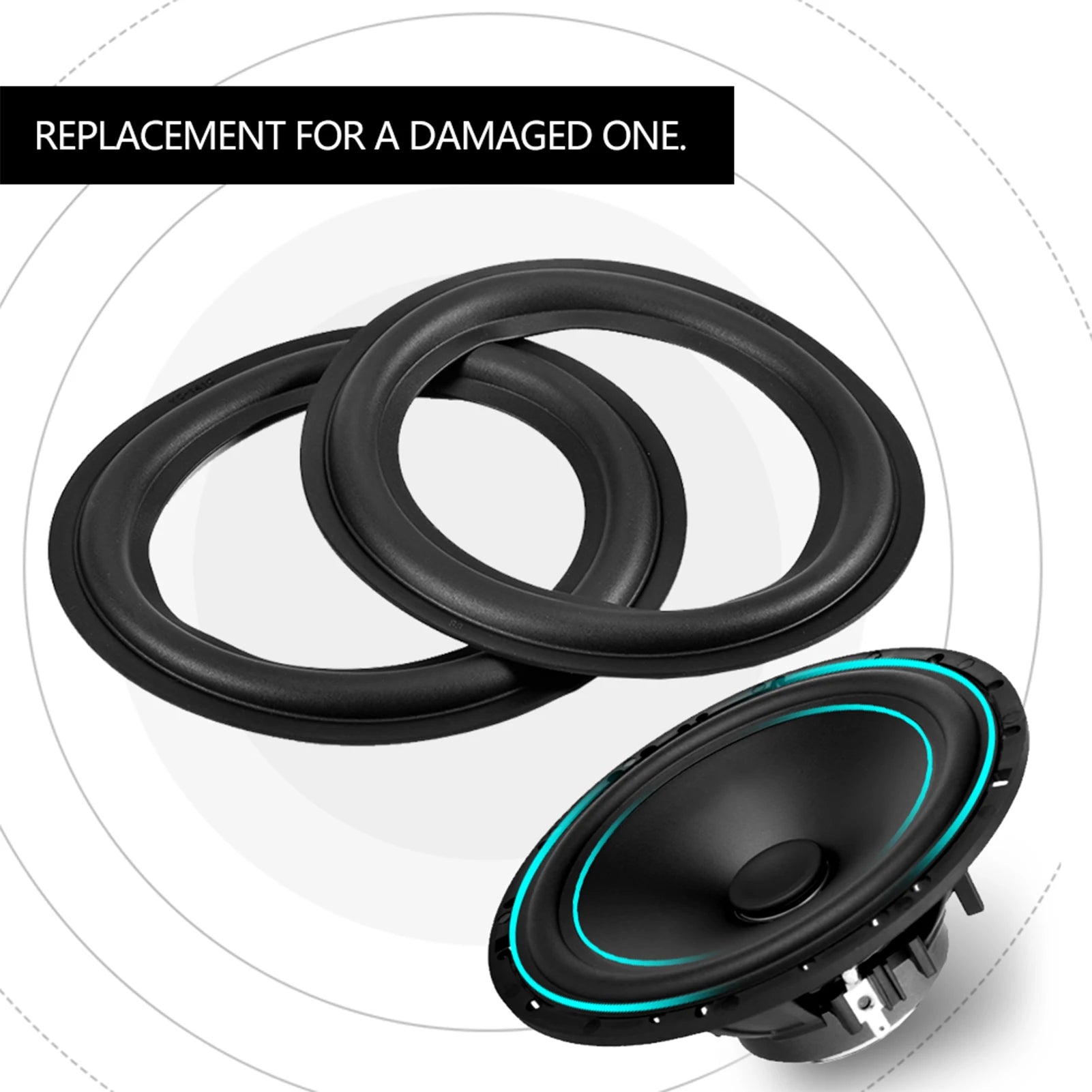 2pcs Speaker Edge Rubber 6 inch / 156mm Perforated Edge Surround Speaker Repair Parts Replacement Zpaxo