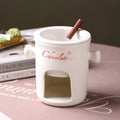 Ceramic Chocolate Melting Mug Set – Chafing Cup with Candle & Fork Ceramic Chocolate Mug Set Zpaxo 301-400ml White - A