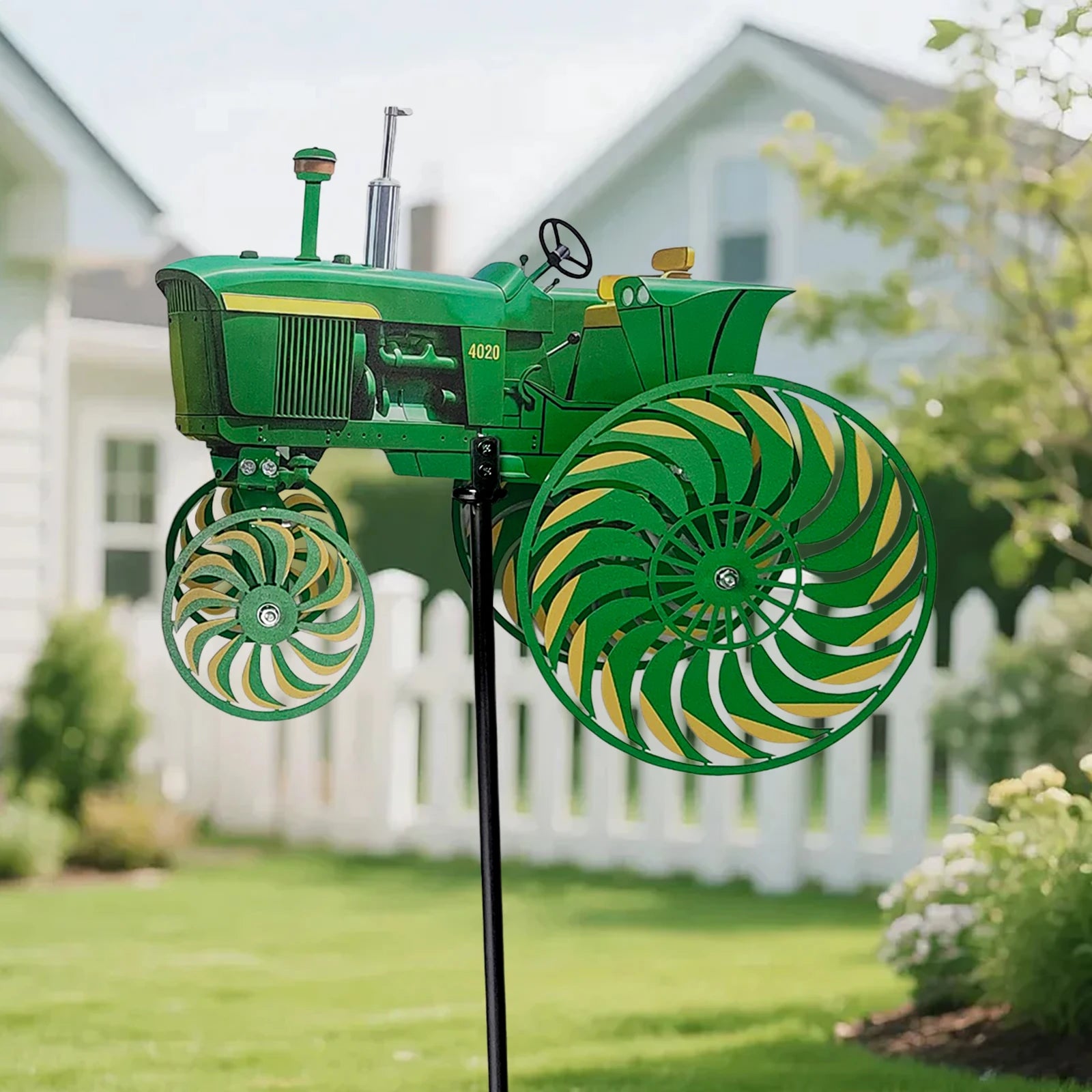Tractor Wind Sculpture Decorative Windmill Outdoor Spinner Patio Yard
