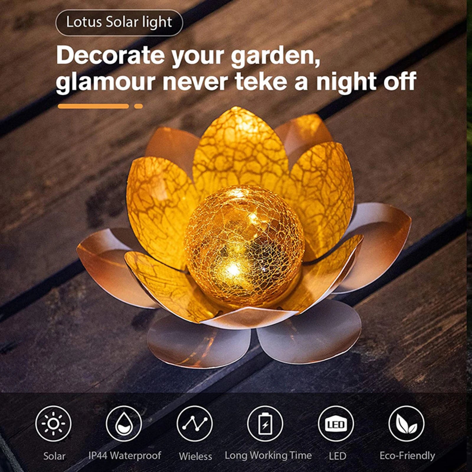 Solar Garden Lights Outdoor Waterproof LED Lotus Lamp Sunlight Yard Zpaxo