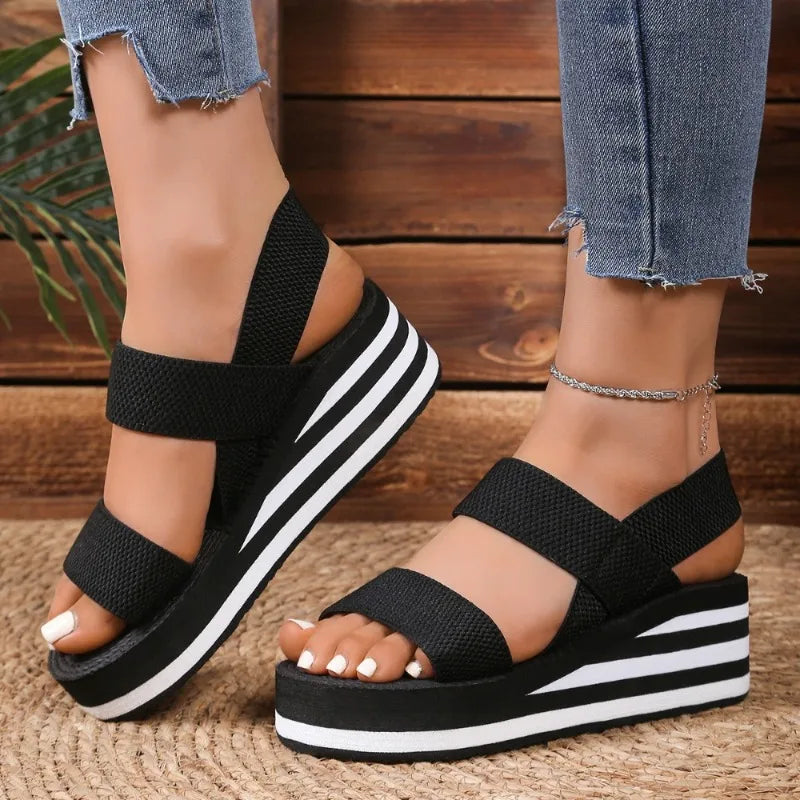 Women's Light Weight Wedge Sandals Open Toe Platform Thick Soled