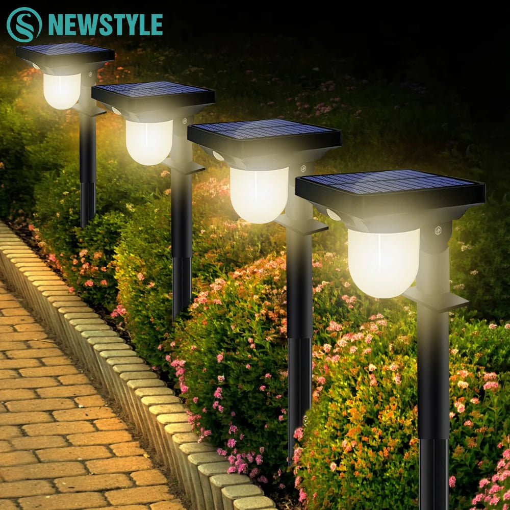 4PCS Solar Landscape Spotlights Garden Outdoor Motion Sensor Waterproof Pathway Light Wall Lamp Patio Lawn Walkway Decor Zpaxo