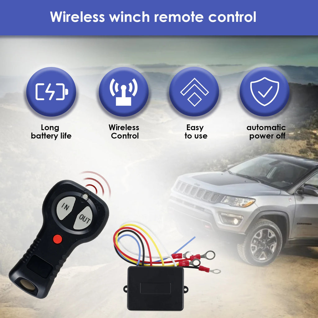 2Pcs Car Wireless Winch Remote Control Kit 12V-24V Universal ATV/SUV Wireless Heavy Winch Remote Switch Controller For Badlands Zpaxo