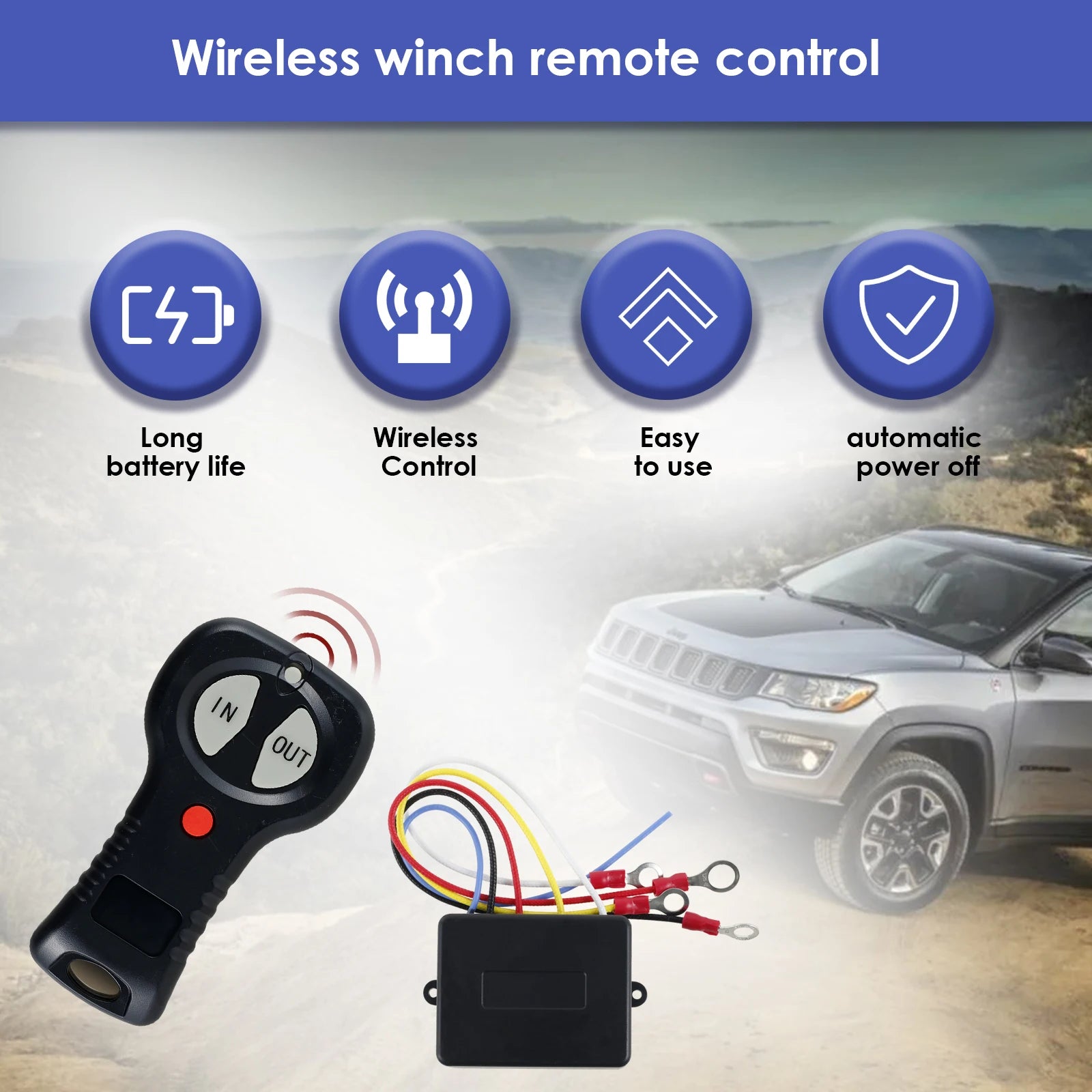2Pcs Car Wireless Winch Remote Control Kit 12V-24V Universal ATV/SUV Wireless Heavy Winch Remote Switch Controller For Badlands Zpaxo