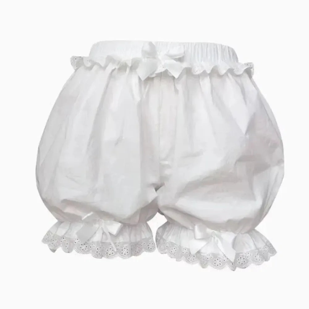 New Imitation Silk Women Lace Short Panties Ruffle Satin Knickers Anti Exposure Safety Pants Lolita Shorts Dress Pettipant Zpaxo