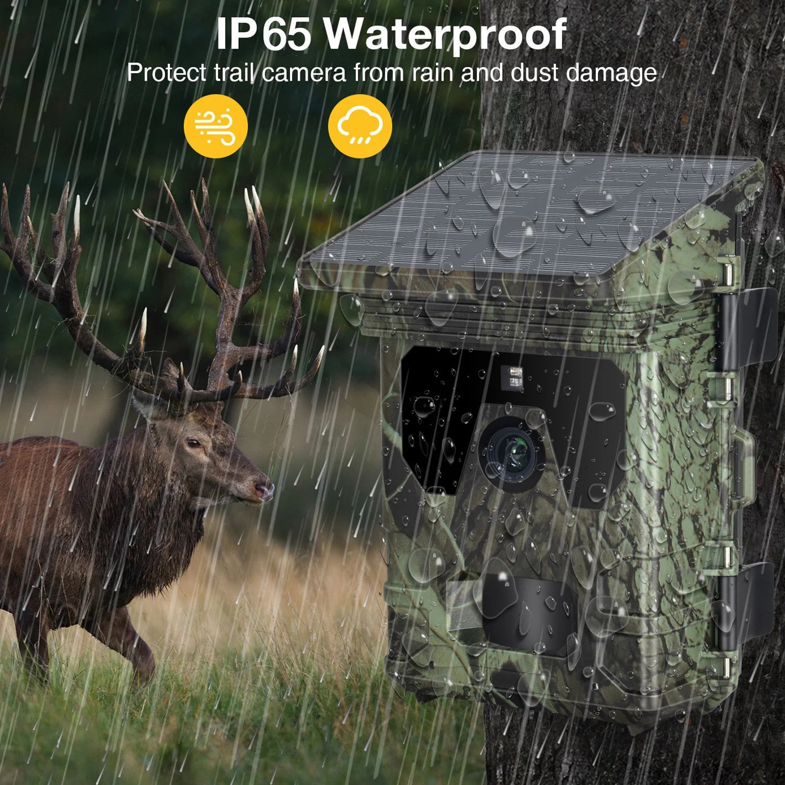 Night Vision Trail Camera Motion Activated Compact 4K 50 MP Solar