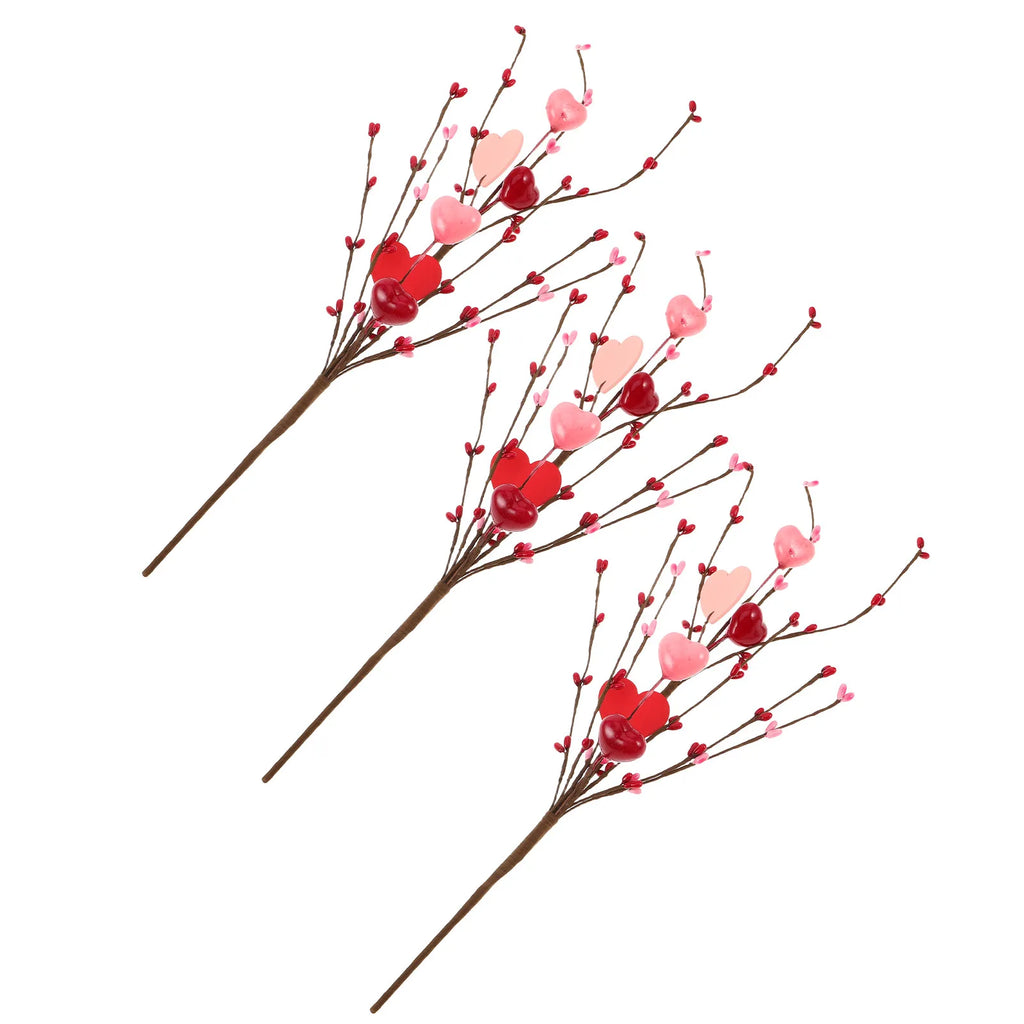 Valentine Stem Branches Heart Shaped Picks Artificial Flowers Stems