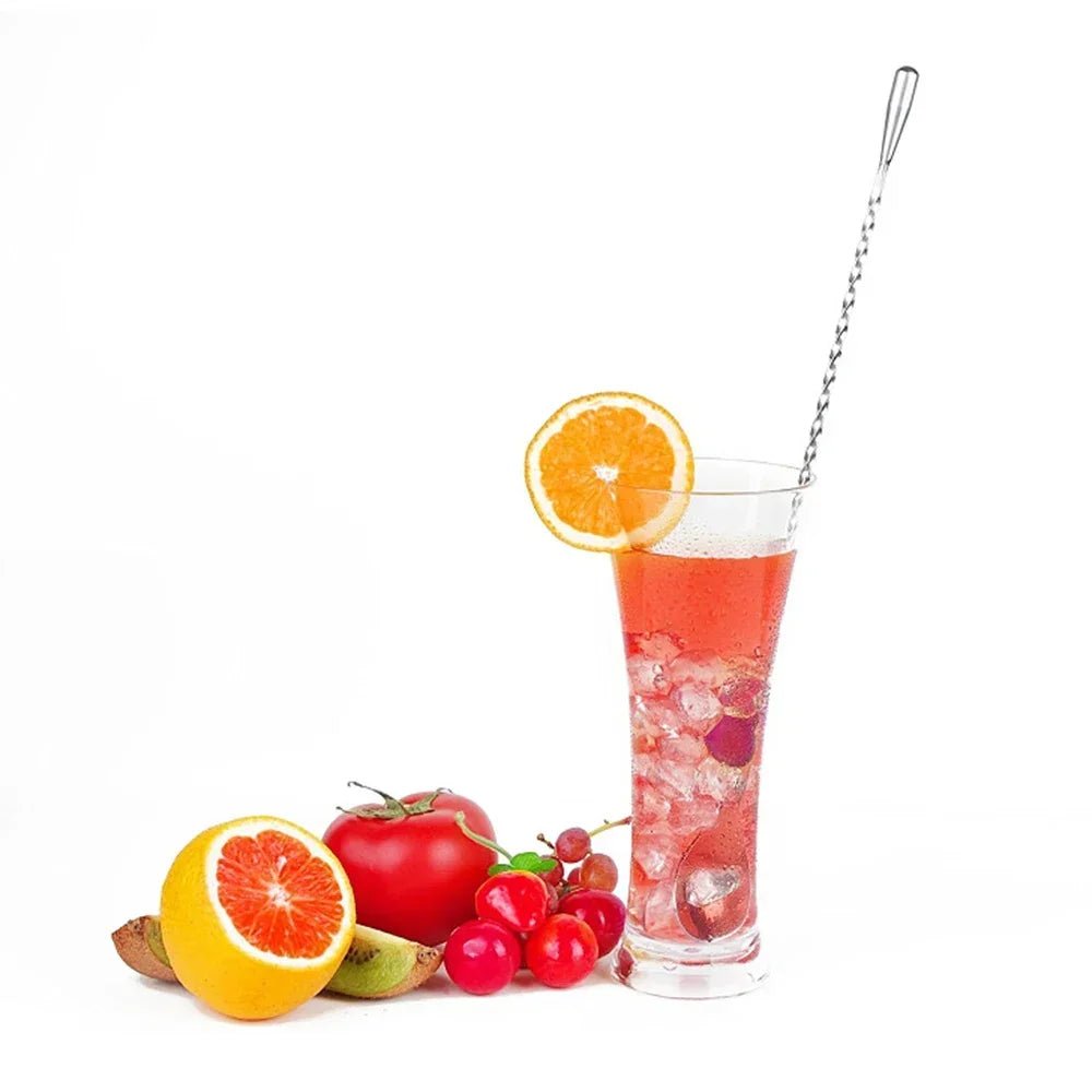 Kitchen 30cm Long Handle Cocktail Stirrers Bartender Mixing Stick Spoon Stainless Steel Barman Kit Accessories Whisky Shaker Bar Zpaxo