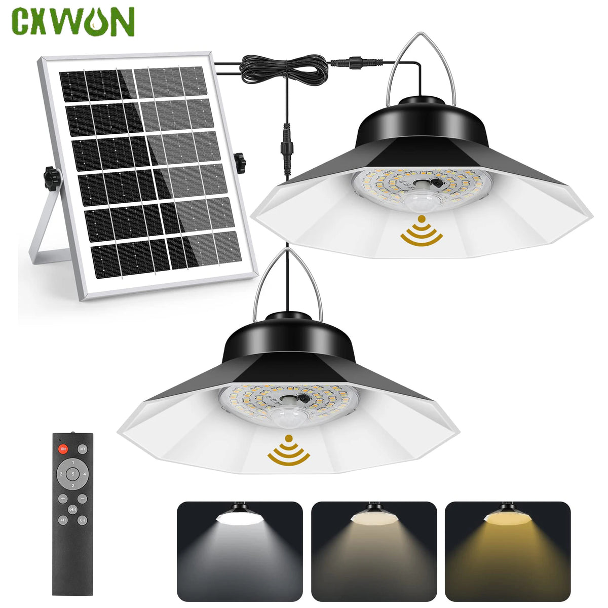 Solar Pendant Lights with Sensor Shed Lamp Indoor Remote Daytime Available for Barn Garage Solar Powered Outdoor Light Zpaxo Double head