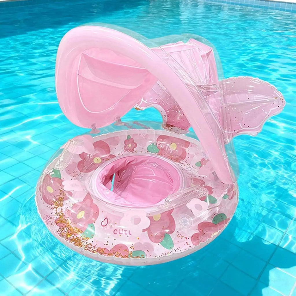 Kids Pool Float Sun Protection Floating Seat Play Swimming Pool Floats With Sunshade For Summer Lake River Party Camping Travel Zpaxo