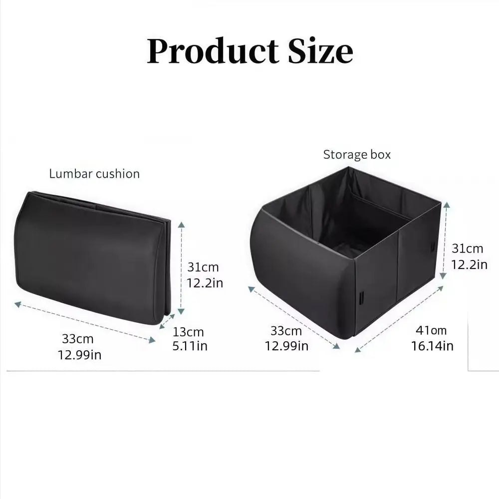 30L Large Capacity Foldable Car Storage Organizer 2-in-1 Pillow Car Lumbar Cushion Portable Rectangle Shape Storage Box Zpaxo