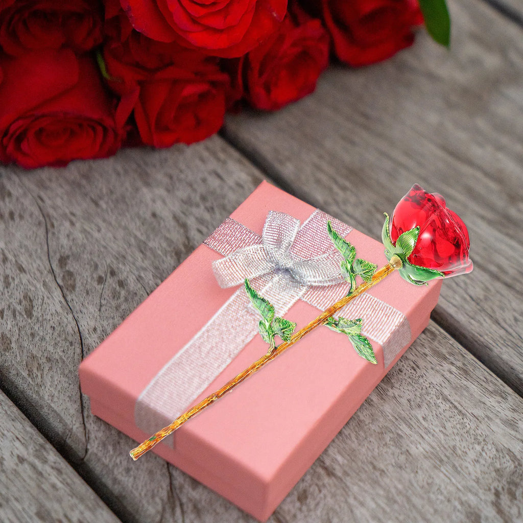 Exquisite Artificial Glass Rose DIY Decor Romantic Home Flower