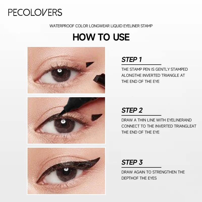 Waterproof Black Double Head Seal Eyeliner Liquid Pen Is Not Easy To Smudge Triangle Stamp Eyeliner Liquid Eye Liner Pencil Zpaxo
