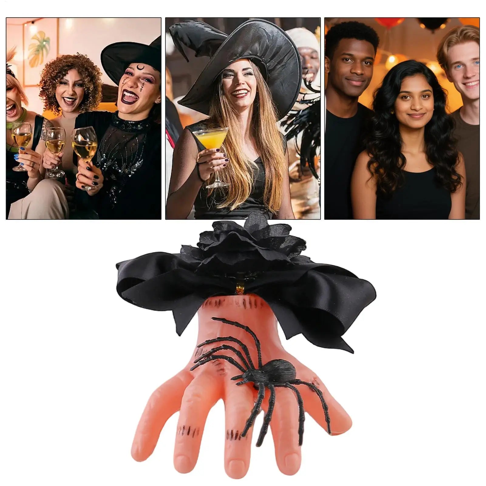 Spider Hair Clip Realistic Severed Hand Headdress Novelty Bow Clips