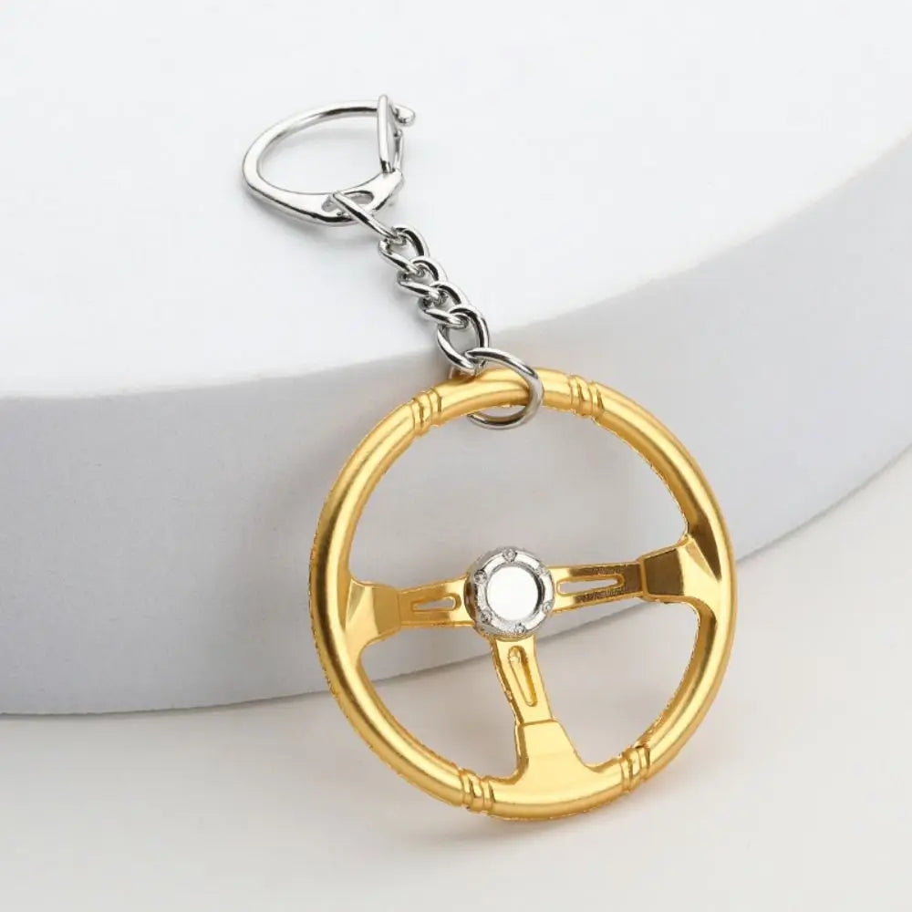 Racing Steering Wheel Key Ring Alloy Punk Car Refitting Pendant Three Color Backpack Decoration Keychain Zpaxo