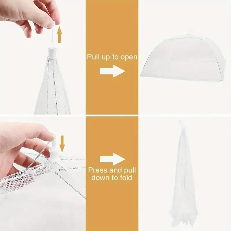 Foldable White Mesh Food Tent - Washable, Portable Insect Cover for Outdoor Picnics, BBQs & Parties | Transparent Design Zpaxo