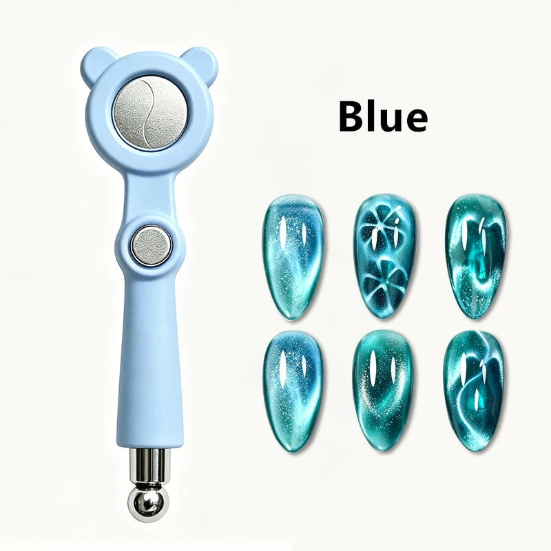 4 in1 Nail Art Magnetic Stick with Magnetic Beads Multi Functional Cat Eye Nail Magnet for Glass Bead Starfish Ribbon Effect Zpaxo 03 Blue