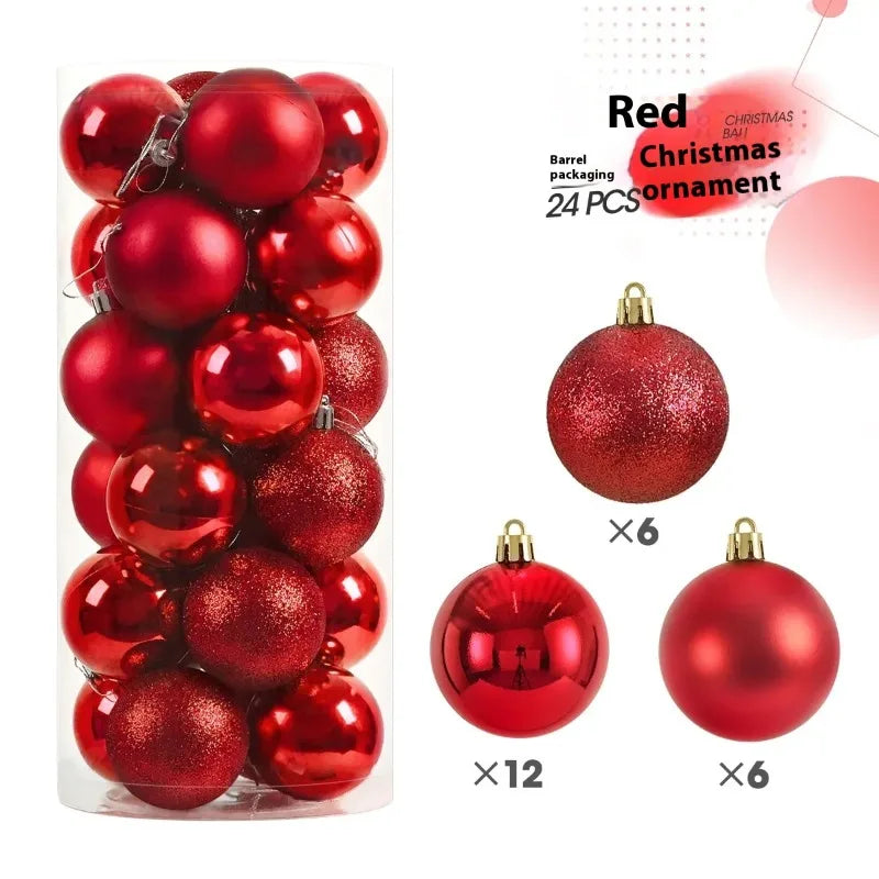 Hot 24Pcs 3/4/6cm Christmas Tree Balls Multicolor Xmas Ball Decorations Glitter Christmas Baubles Ornament Ball Party Home Decor Zpaxo