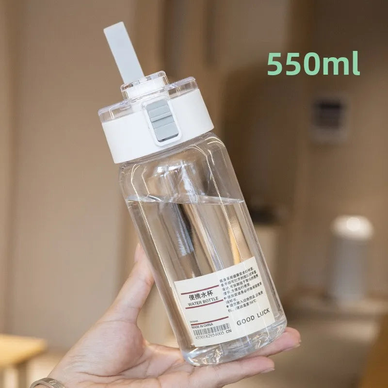 Portable Transparent Kawaii Water Bottle Sports Water Cup Plastic Handy Cup Outdoor Travel Office Essential Water Bottle ]Cup Zpaxo 1pcs White 550ml