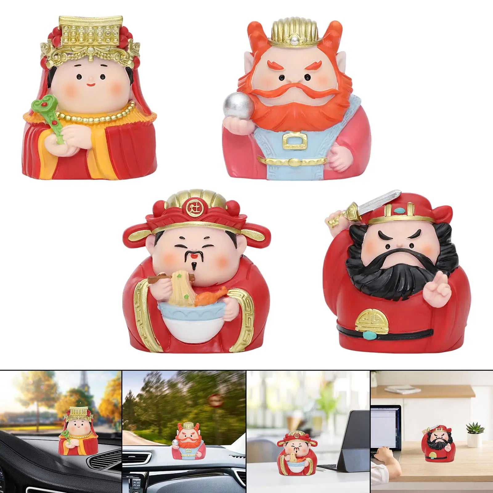 Resin Chinese Mythological Figurine Car Dashboard Ornament Fengshui Sculpture 2.3inch Tall for Bedroom Zpaxo