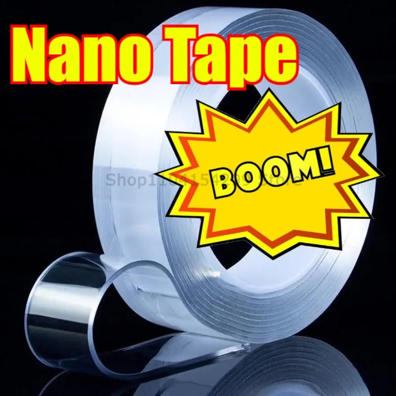 Nano Tape Double Sided Tape Transparent Reusable Waterproof Adhesive Tapes Cleanable Kitchen Bathroom Supplies Tapes Zpaxo