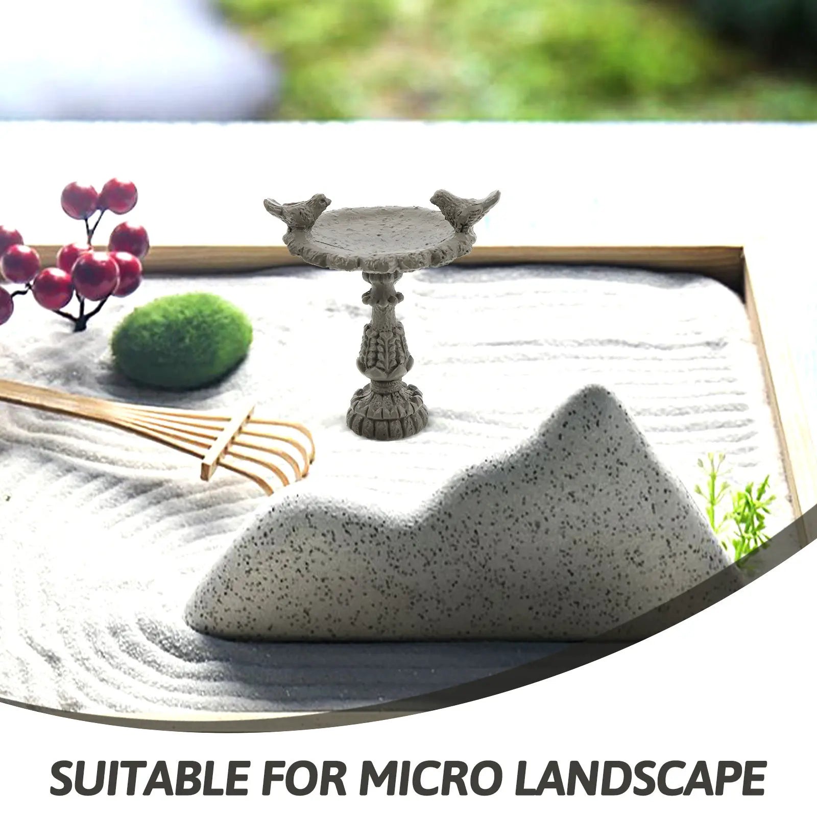 1Pcs Mini Garden Bird Pool Miniature House Decor Khaki Small Chic Delicate Mini Ornament for Micro Landscape Miniature Bird Pool Zpaxo