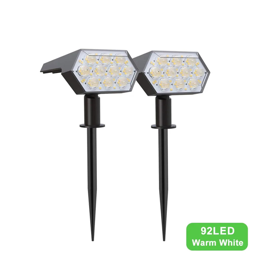 2/4PCS Solar Spotlight IP65 Waterproof Adjustable 92LED Landscape Wall Light Solar Powered Decor for Garden Fence Yard Pathway Zpaxo 92LED White-2PCS