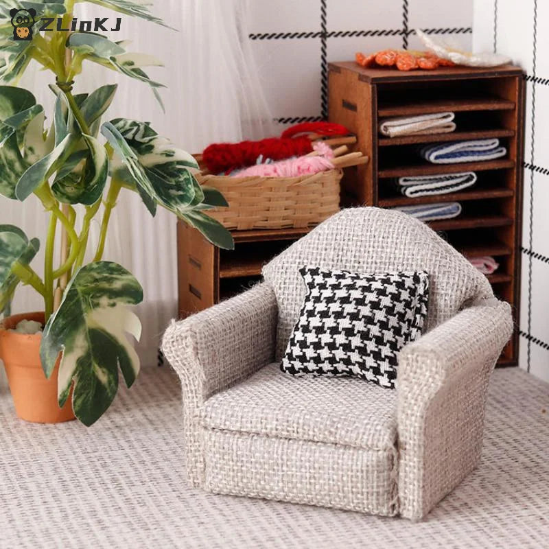 ▶1PCS Mini Flax Sofa Throw Pillow Model 1/12 Dollhouse Furniture Decoration Dolls House Home Scene Decor Accessories Zpaxo