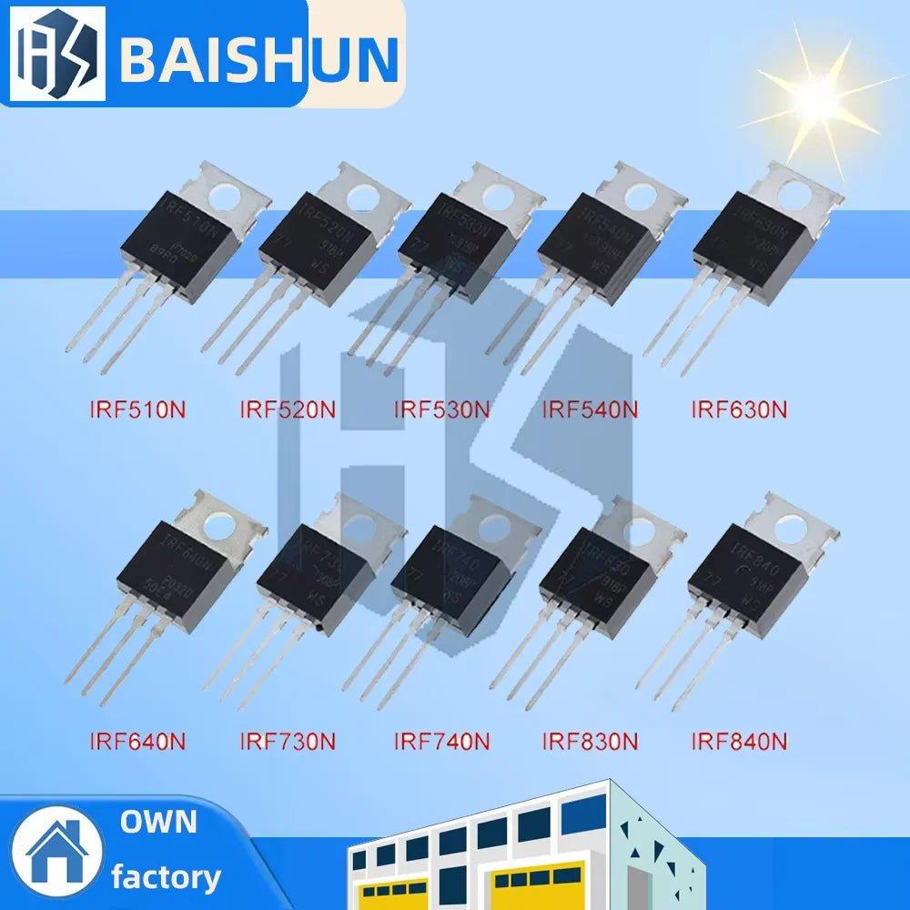 IRF Series Power MOSFET Transistors TO-220 Package IRF510 520 530 540 Zpaxo