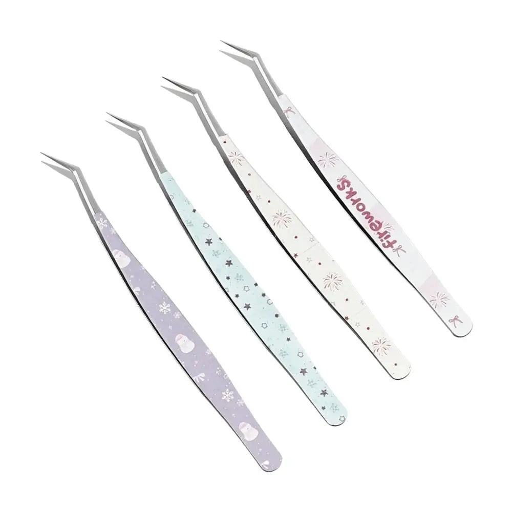 Stainless Steel Curved Stickers Tweezers Precision Anti-static False Zpaxo
