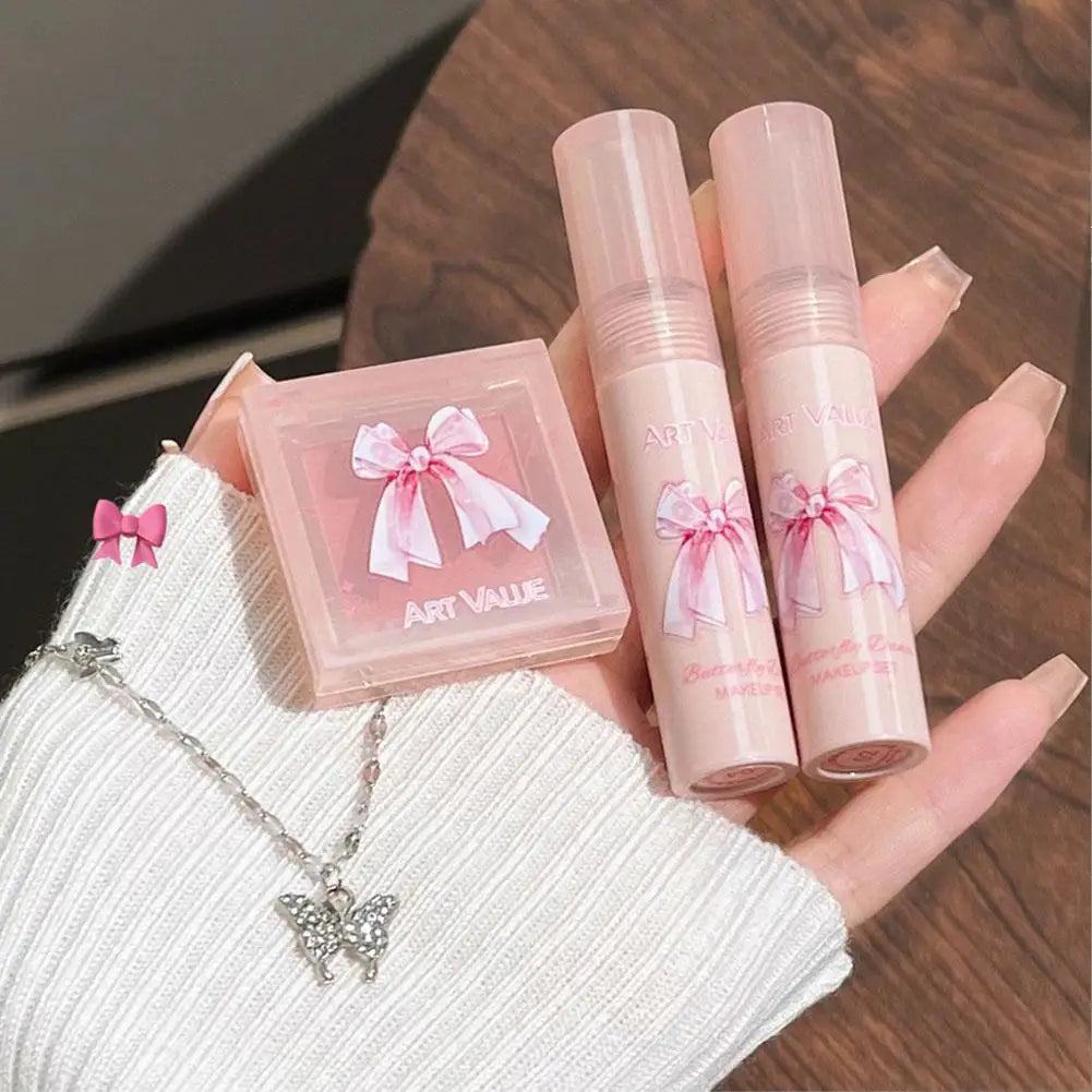 4 Lipstick + Powder Blusher Cosmetics Gift Box Set Cosmetics Gift Set Zpaxo