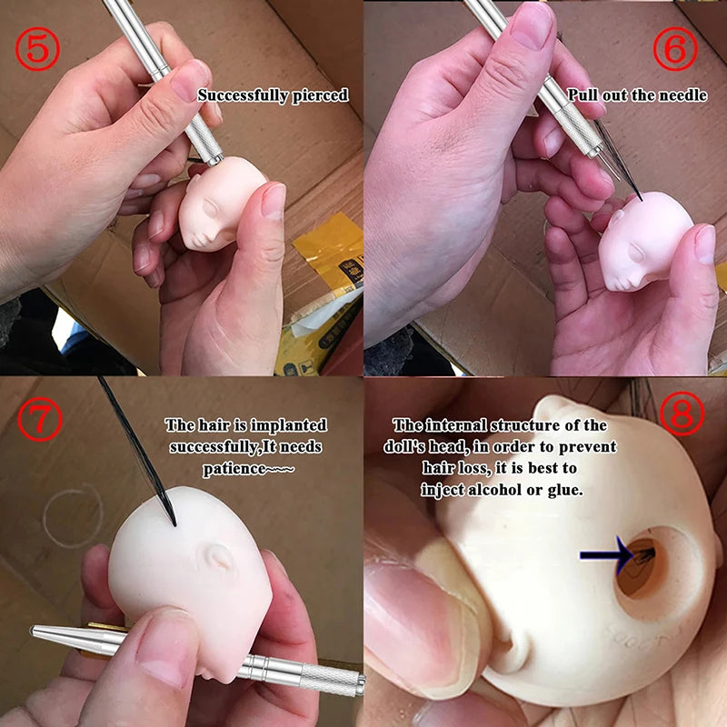 Doll Hair Reroot Needle Kit Repaint Baby Head Reborn Hair Rooting Tools Wig Making Supplies Accessories Set Zpaxo