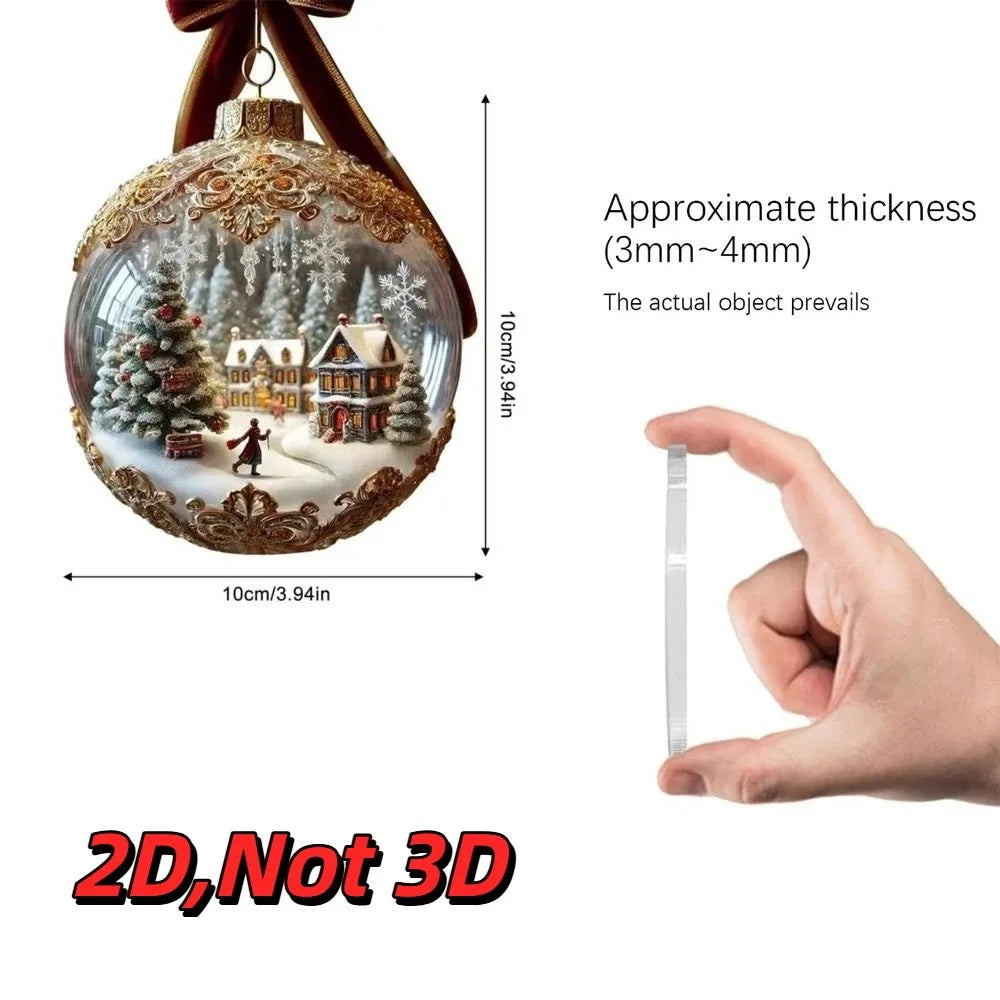2D Acrylic Christmas Ornaments – 7-Piece Flat Pendant Set Christmas Ornament Set Zpaxo