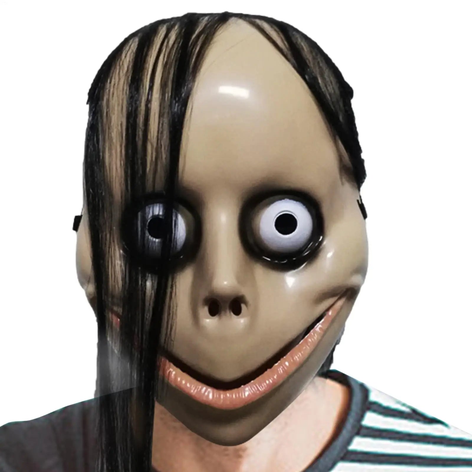 Scary Face Cover Halloween Costume Long Hair Mask V Shaped Mouth