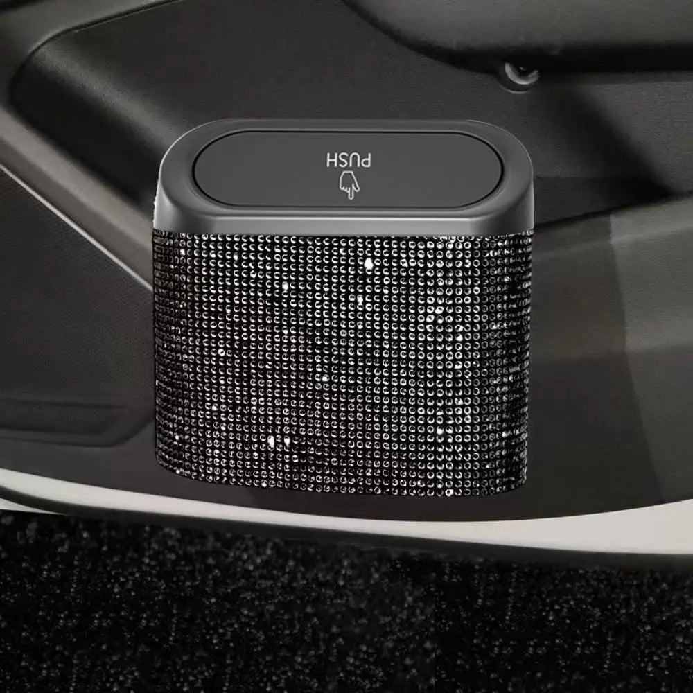 Bling Rhinestones Car Door Trash Bin Removable Back Clip Vehicle Zpaxo