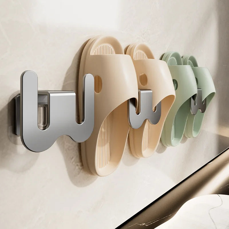 New Bathroom Slipper Rack, Wall-mounted, No-drill, Drip-drying Hook on The Wall Behind The Bathroom Door, Shoe Storage Shelf Zpaxo