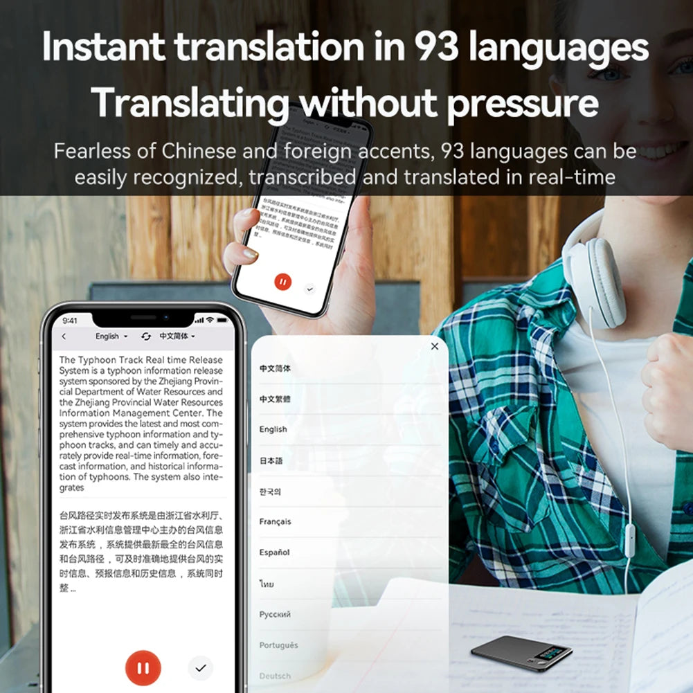 ChatGPT AI Voice Recorder Control Notetaking Device 188 Language