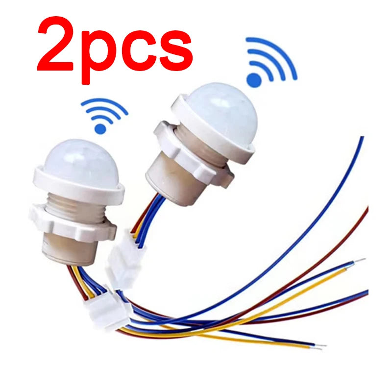 2PCS Smart PIR Motion Sensor Detector Switch Home Indoor Outdoor Infrared Light 110V 220V Time Delay Mode Adjust Lighting Switch Zpaxo