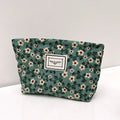 Women Flower Printed Corduroy Small Zipper Makeup Bag, Cosmetics Travel Storage Box, Portable Carry on Toiletry Bag, Makeup Bag Zpaxo A