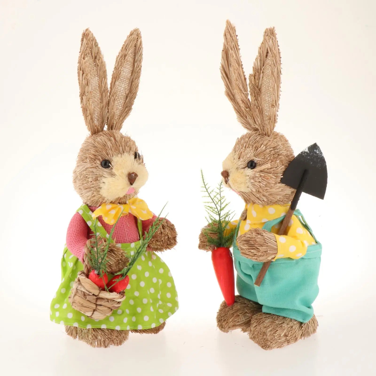 2x Artificial Straw Rabbit Souvenir Bunny Figurine Easter Straw Bunny Ornaments for Easter Holiday Party Household Decoration Zpaxo