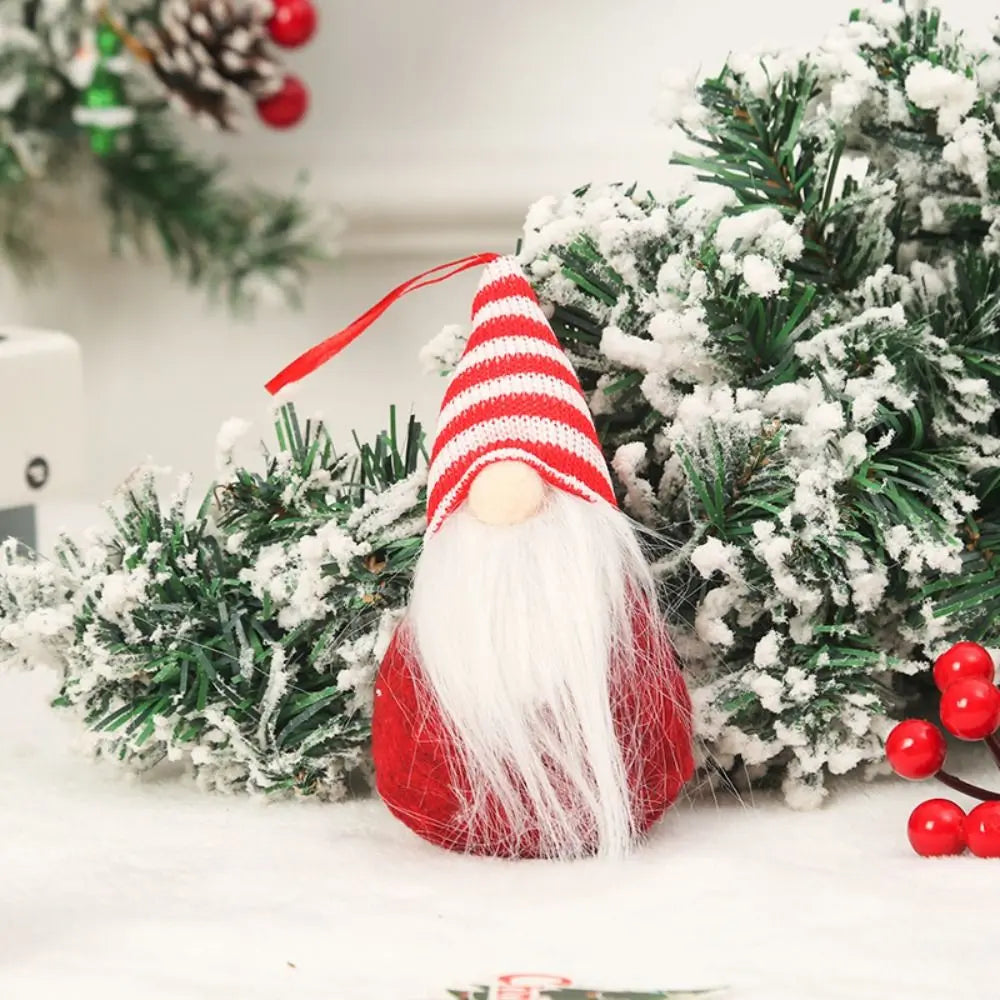 Santa Claus Christmas Gnome Pendant Plush Doll Hanging Tree Knitted Zpaxo style D