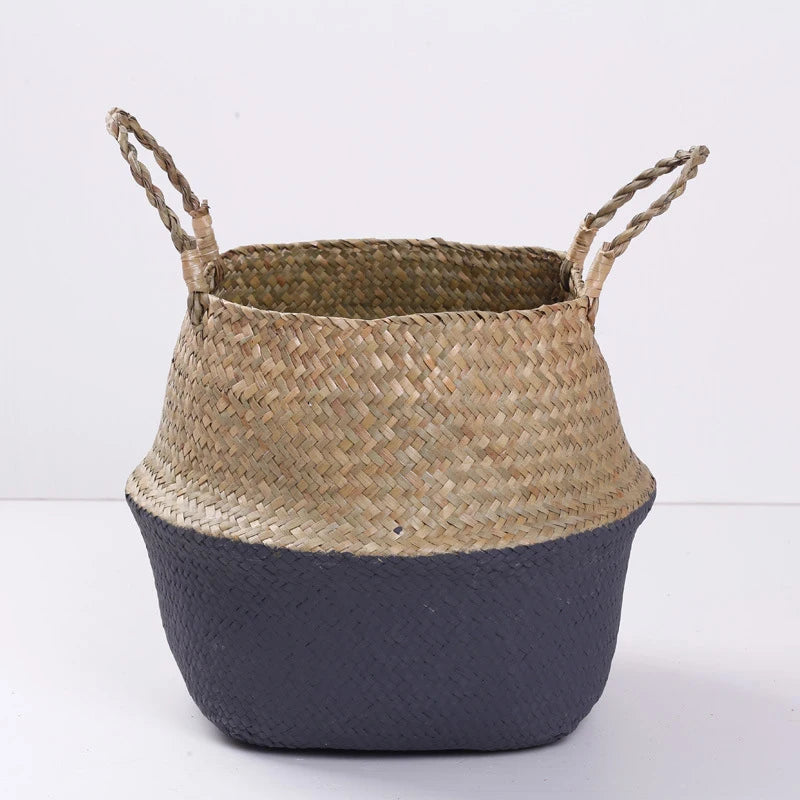 Sundries Organizer Rattan Flower Pots Container Storage Supplies Foldable Basket Weaved Storage Baskets With Handle Laundry Toys Zpaxo A1