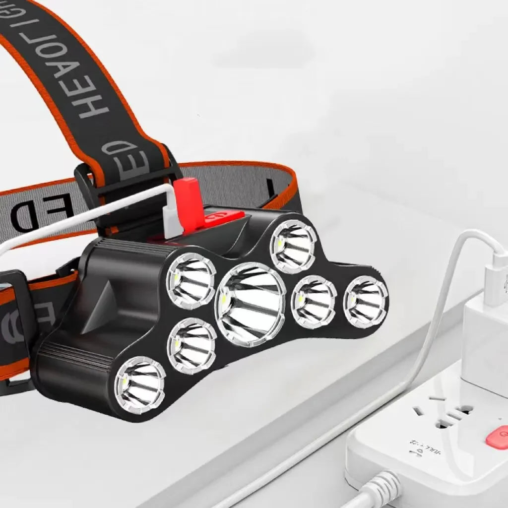 7 LED Rechargeable Waterproof Headlamp – 4 Modes, Camping