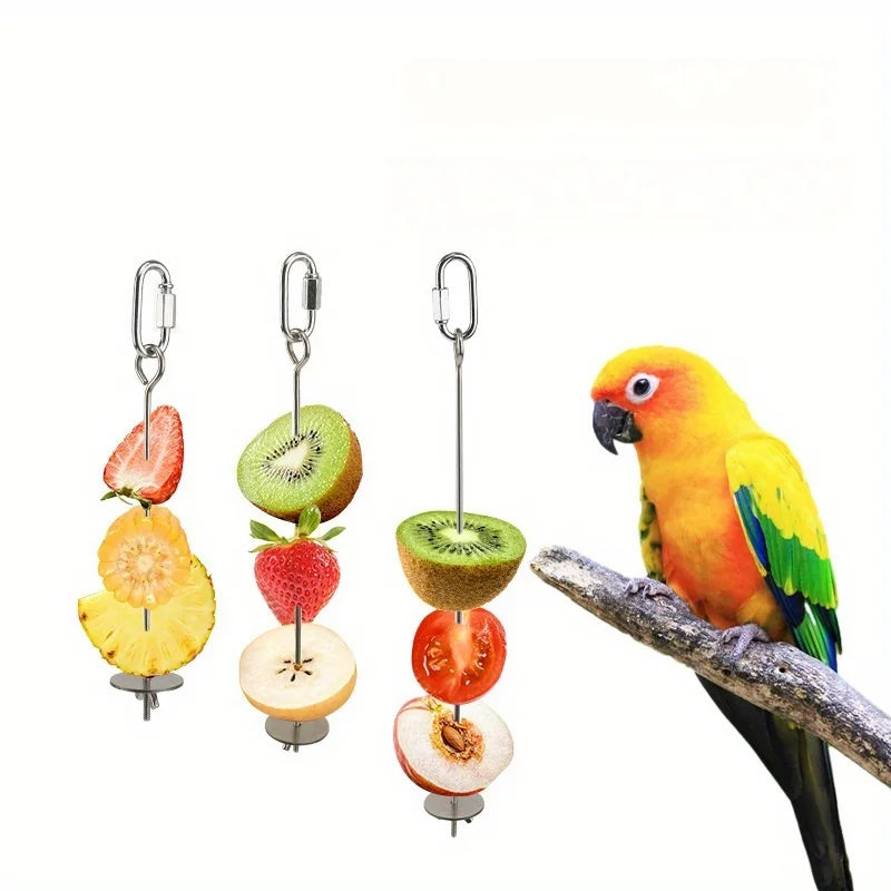 Stainless Steel Parrot Feeder Hanging Fresh Vegetables Juicy Fruits Zpaxo