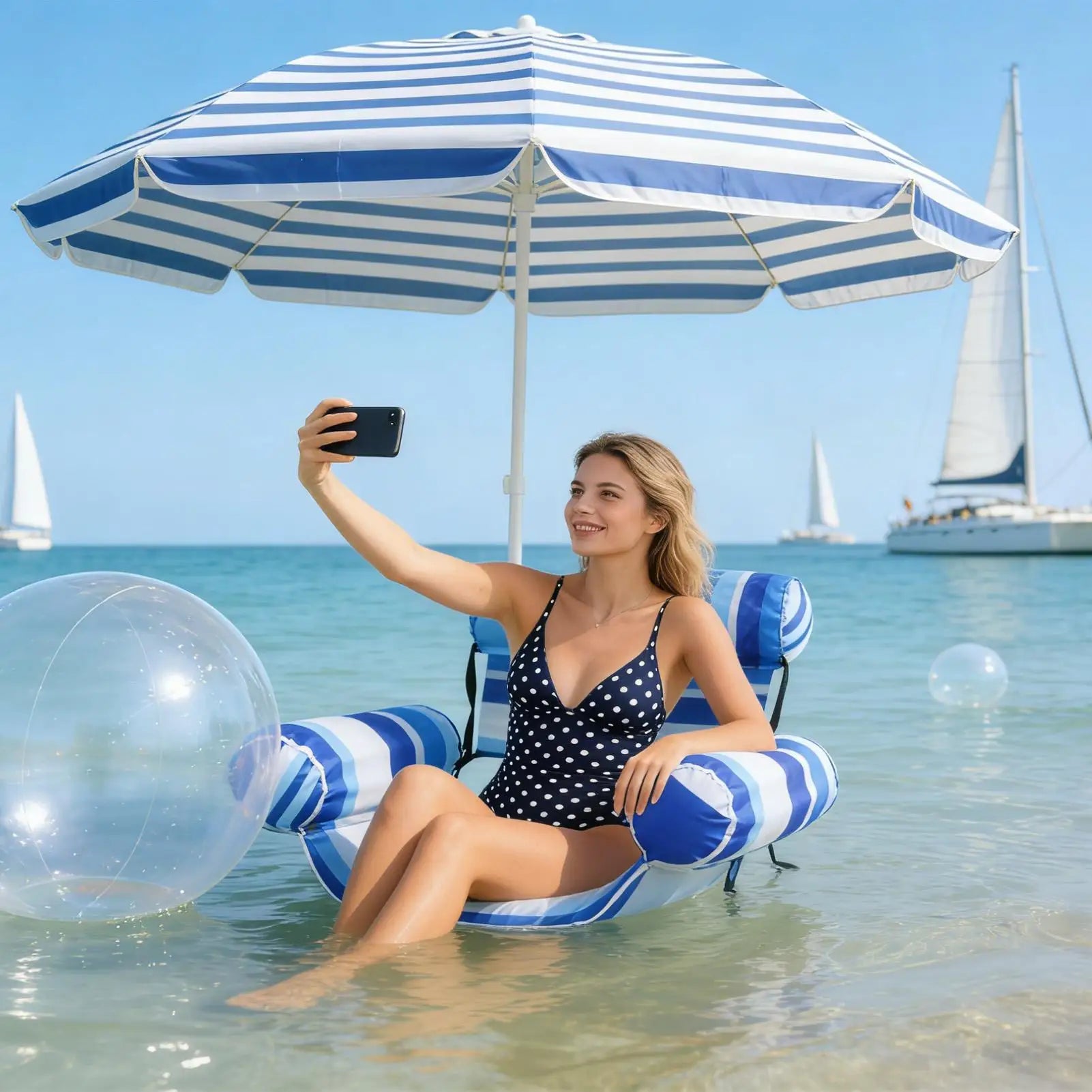 Inflatable Pool Lounger Float Water Hammock Chair Recliner Foldable