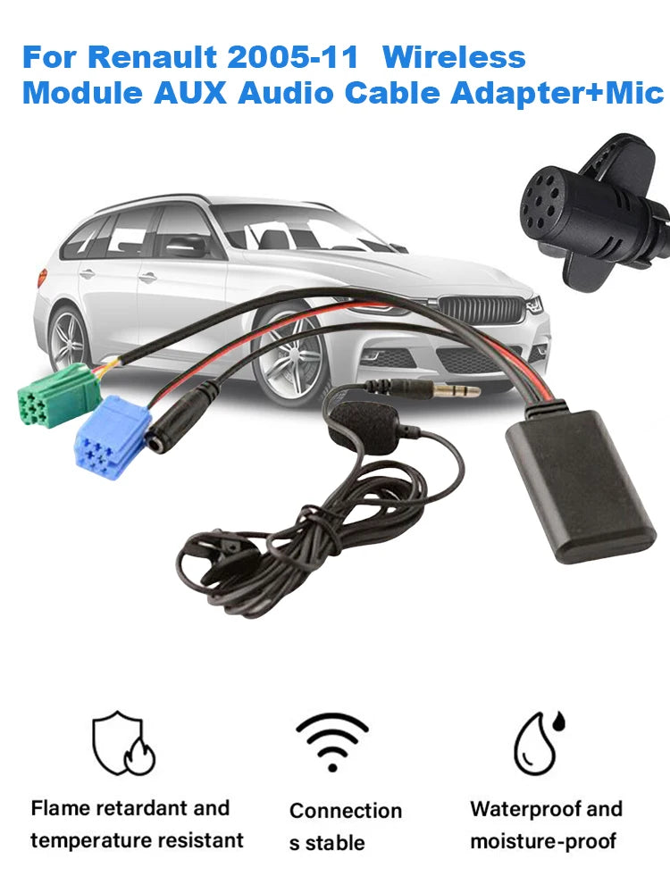 Car Bluetooth-compatible Module AUX Audio MP3 Music Adapter MIC Radio