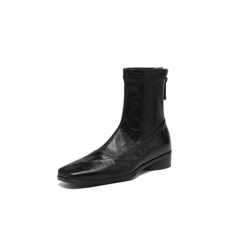 Block Heel Booties Women 2025 Fall Winter Retro Platform Heightened