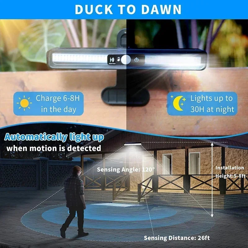 Solar Clip Light – 3 Mode PIR Motion Sensor Waterproof Outdoor LED