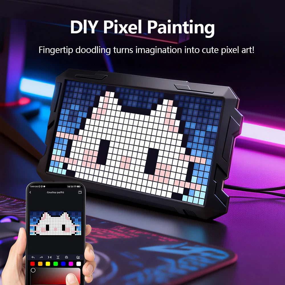 Pixel Art Digital Picture Frame With Bluetooth APP Control Smart Panel Night Light For Bedside Gaming Room Personalized Gift Zpaxo
