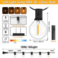 Outdoor String Lights G40 with Remote Dimmable 24V Low-Voltagle Safer Adapter 3 Lighting Modes IP44 Waterproof G40 String Lights Zpaxo 18M 30Bulbs US Plug